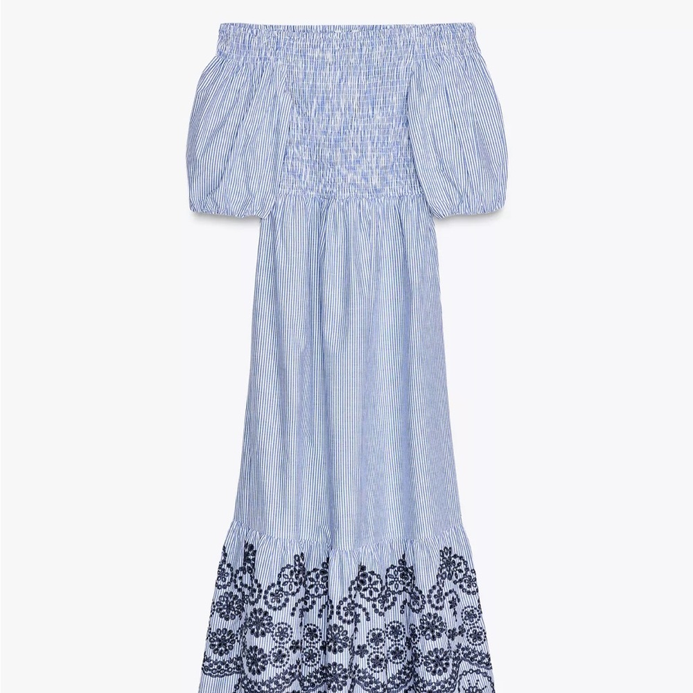 NWT Zara striped embroidered midi dress